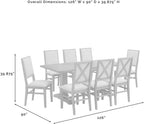 Crosley Furniture Joanna 9-Piece Modern Farmhouse Dining Table Set for 8 with Upholstered Chairs, Dark Oak/Creme