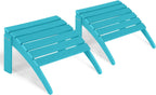 Adirondack Ottoman Set of 2, HDPE All Weather Patio Ottomans, Outdoor Footrest Adirondack Footrest Outdoor Patio Footstool for Porch, Pool, Lawn & Backyard, Turquoise