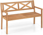 2-Person Acacia Wood Patio Chair Armrests Backrest 44in Seat Width 800lb Capacity for Backyard