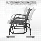 Outsunny Porch Glider Set of 2 Steel Frame Black | Swing Glider Chair, Breathable Mesh Fabric, Curved Armrests, for Garden, Poolside, Backyard, Balcony