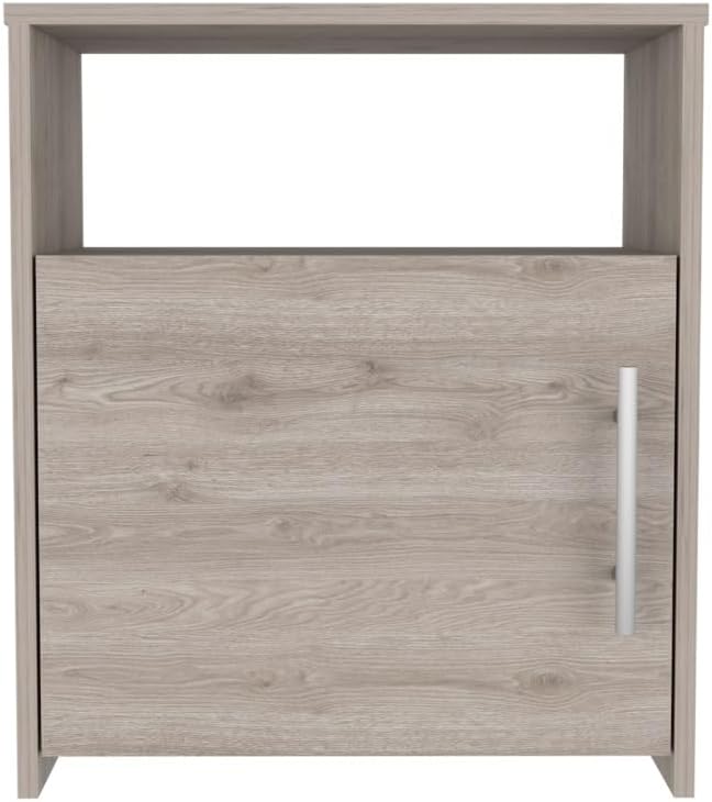 Nightstand, End Table, Side Table One Shelf, Single Door Cabinet, Metal Handle -Light Gray,for Small Spaces