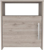 Nightstand, End Table, Side Table One Shelf, Single Door Cabinet, Metal Handle -Light Gray,for Small Spaces