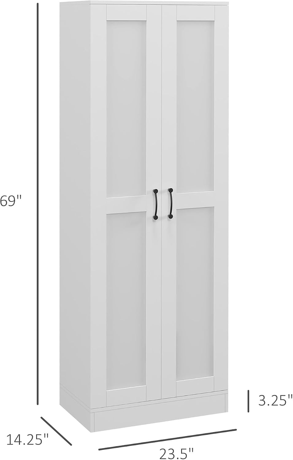 HOMCOM 69" Tall Storage Cabinet Movable Shelves Soft Close Doors White | Modern Style Pantry Cabinet
