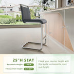 Counter Height Bar Stools Set of 4 - Grey Bar Stools for Kitchen Island,25'' Counter Stools with Leather Upholstered Seat,Metal Kitchen Island Chairs Ideal for Bar,Pub,Coffee Shop