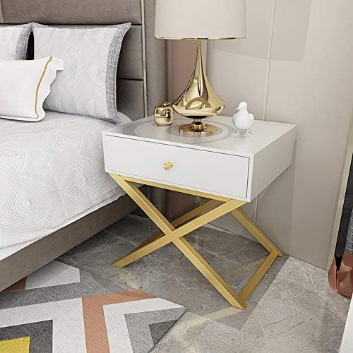 Telephone Table, Bedside Table with 1 Drawer Storage Rack Living Room Sofa Side Table Telephone Table L40W41.5H59CM(White