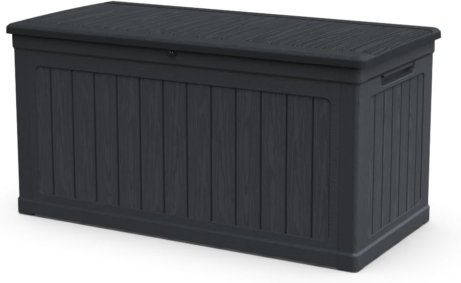 230 Gallon Large Outdoor Storage Deck Box XXL Patio Furniture Storage, 440 lbs Load Capacity as Bench/Table, Waterproof Resin Double-Wall for Backyard Garden & Pool