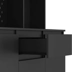 74"Kitchen Pantry Cabinet with Charging Station,Freestanding Buffet Cupboards Sideboard with Drawer,Modern Pantry Cabinet with Microwave Stand for Kitchen,Living Room,Dinning Room,White (Black)