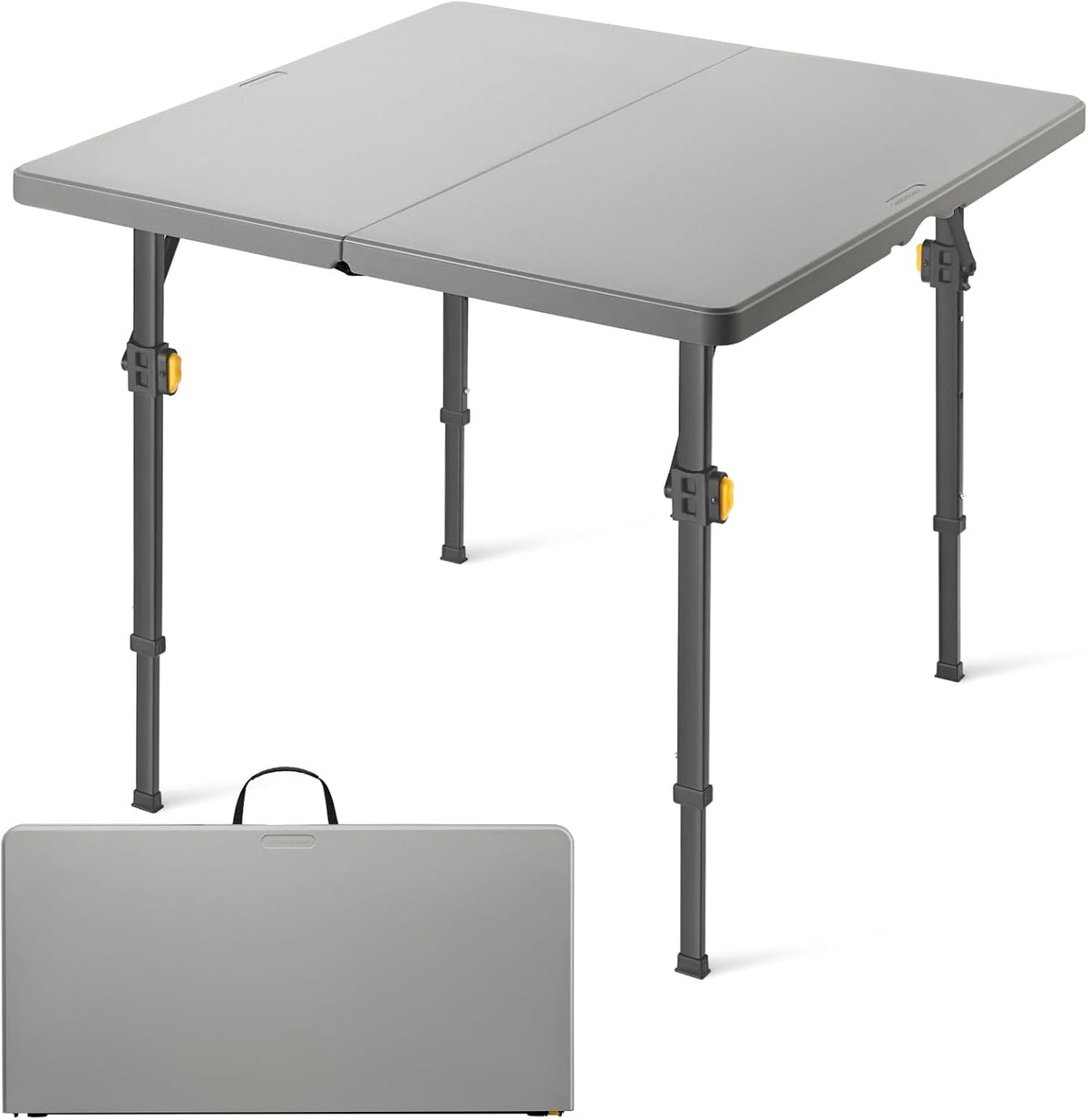 FanttikOutdoor Folding Card Table 34" Square, 2 Heights, Picnic Party Game | Fold-in-Half Utility Plastic Portable Table with Collapsible Legs & Carrying Handle, Heavy Duty, Zeta S4 Pro