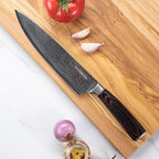 Seido Knives Master Chef Knife Japanese Handmade High Carbon Steel 8 inch - Perfectly Well-Balanced Pakka Wood Handle Kitchen Slicing Knife Razor-sharp Blade Precision Cutting