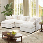 Hanherry Modular Sectional Sofa,Cloud Couch for Living Room,Modern Deep Seat Sofa Chenille Fabric Comfy Couches with Throw Pillows & Movable Ottoman for Apartment