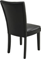 Set of 2 Black Dining Chairs, Modern Upholstered Parsons Chairs with Wooden Legs and Leather Finish, Ideal for Kitchen, Dining Room & Café