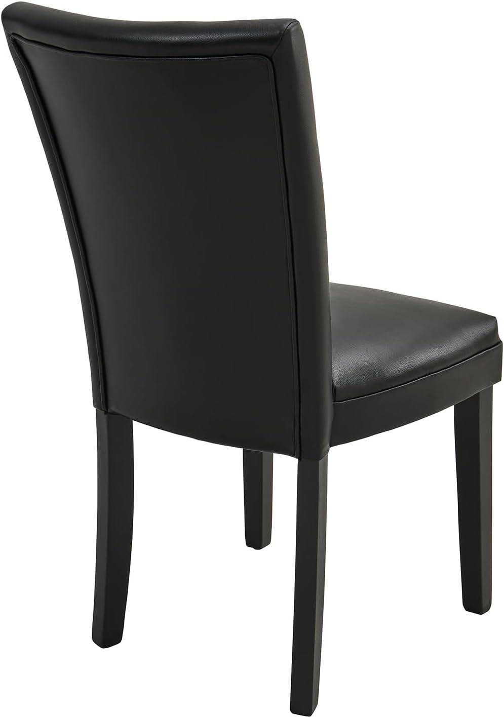 Set of 2 Black Dining Chairs, Modern Upholstered Parsons Chairs with Wooden Legs and Leather Finish, Ideal for Kitchen, Dining Room & Café