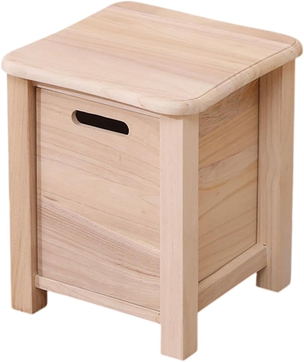 Wooden Foot Stool with Drawer Footstool Garden Display Stand Footrest Ottoman for Doorway Living Room Entryway Bedroom Dorm, 30cmx30cmx35cm