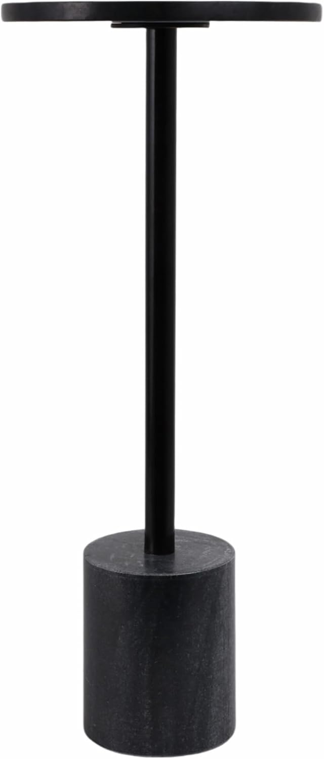 Home Decor End Table, Side Table, or Night Stand - Elegant Slim Metal Accent Table with Marble Top and Base for Bedroom or Living Room - Minimal Design Perfect for Big and Small Spaces - 24" Black