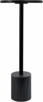 Home Decor End Table, Side Table, or Night Stand - Elegant Slim Metal Accent Table with Marble Top and Base for Bedroom or Living Room - Minimal Design Perfect for Big and Small Spaces - 24" Black