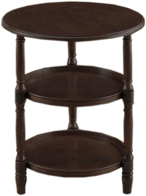 Telephone Table, Small Telephone Coffee Side Table,Living Room Sofa Side Table,Three Layers of Storage,Round Tray Side Table,No Assembly Required(Color:Black Walnut,Size: