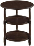 Telephone Table, Small Telephone Coffee Side Table,Living Room Sofa Side Table,Three Layers of Storage,Round Tray Side Table,No Assembly Required(Color:Black Walnut,Size: