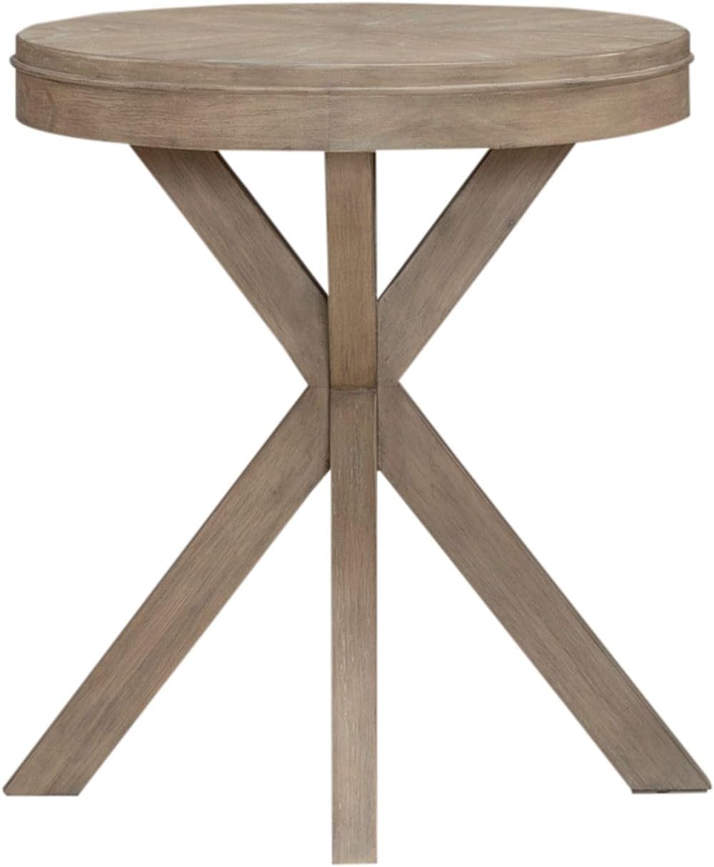 Liberty Furniture Brentwood Round End Table for Living Room - Sandstone Oak Wood