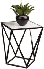 Telephone Table, Modern Living Room Marble Square Coffee Table,Metal Industry Side Table,Telephone Table,21.65 Inch Tall,Gold,Black (Color:Black,Size:17.7117.7121.65in)