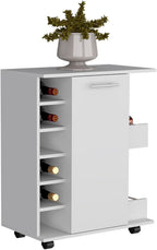 Kitchen Island Wynne with Storage and Cabinet, White/Macadamia Finish | Includes push-to-open cabinet door and open shelves for organized storage
