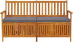 Outdoor Storage Bench with Cushion 58.3 inch Solid Acacia Wood Patio Entryway Seating with Hidden Compartment for Garden Deck Hallway Gray