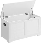 VASAGLE Storage Chest, 31.5 Inches Width Bench with 2 Safety Hinges | Farmhouse Style, for Entryway, Bedroom, Living Room, Cloud White, SOFIE Collection ULSB063T14