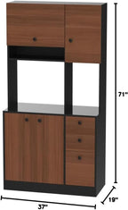 PETSITE Kitchen Buffet Hutch Storage Cabinet, 71" Freestanding Pantry with 3 Cabinets & Drawers, Adjustable Shelves, Microwave Cupboard for Living Room, Dining Room