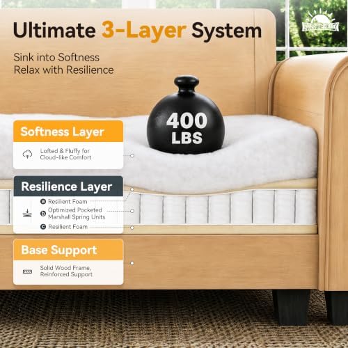 SUNSHINE VALLEY 116" Oversized Modular Sectional Couch L Shaped Living Room | Mid-Century Modern 4-Seater Cloud Sofa, Cyan, Rolled Arms & Nailhead Trim, Wider & Deeper Seats, Ottoman, Chenille