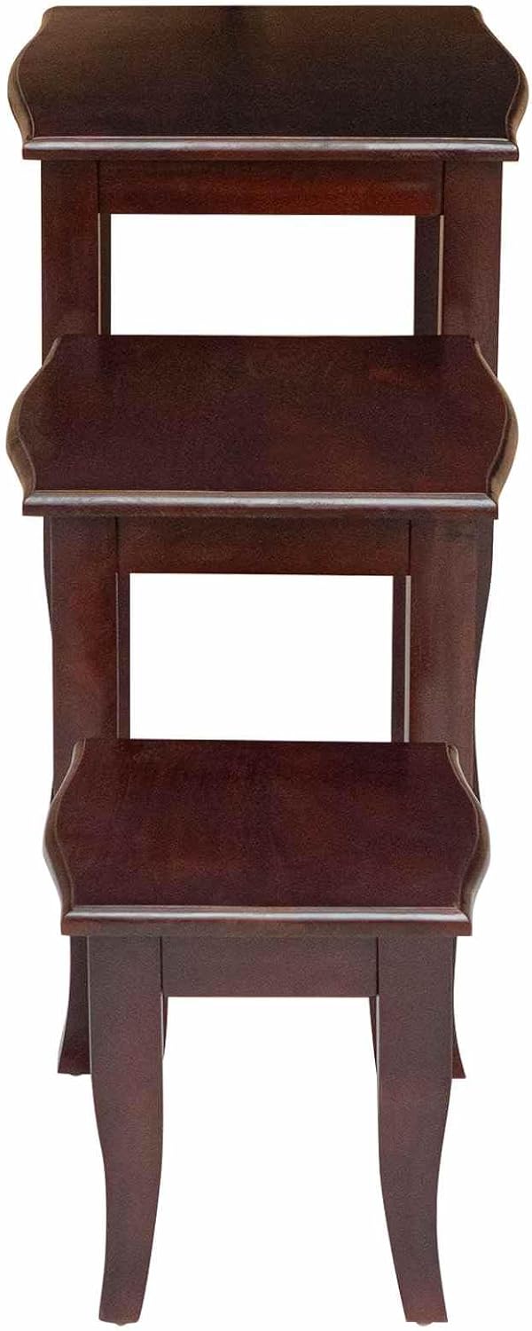 Nesting Side Tables 3 Pieces Solid Mahogany Wood | Space Saving Set, Easy Clean Surface, No Assembly Needed, for Living Room or Bedroom
