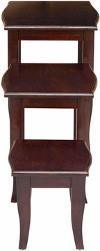 Nesting Side Tables 3 pcs Brown Solid Mahogany Wood | Space Saving Design, Easy Clean Surface, No Assembly Needed, for Living Room or Bedroom