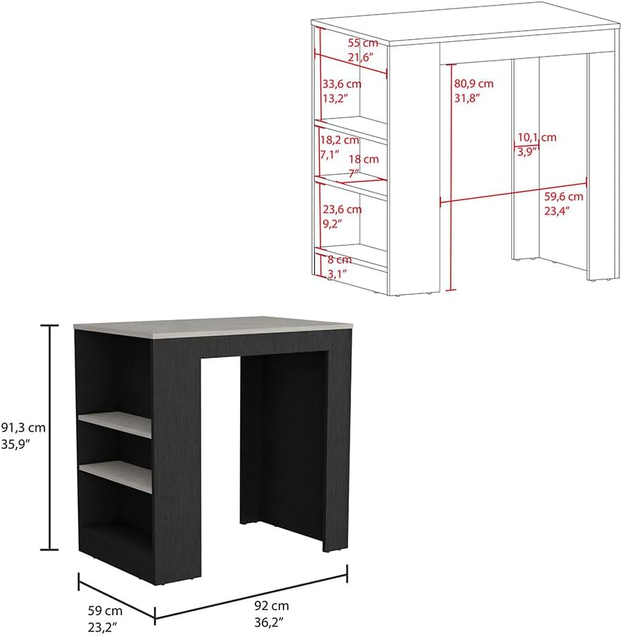 Kitchen Island with 3-Side Shelves, Multicolor, Engineered Wood | Multicolor kitchen island with 3 side shelves for storage and meal prep