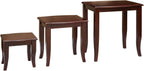Nesting Side Tables 3 Pieces Solid Mahogany Wood | Space Saving Set, Easy Clean Surface, No Assembly Needed, for Living Room or Bedroom