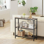 Snughome 3 Tier Narrow 29.5" Console Table with Power Outlets (Grey) | Thin Sofa Side Display Table, Small Entryway Table with 2 USB, 2 Power Outlets, Behind Couch Table, for Living Room, Hallway