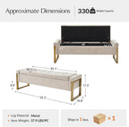 Modern Storage Ottoman Bench with Gold Metal Legs Upholstered Footrest End-of-Bed Bench with Hidden Storage, Hallway and Entryway Beige
