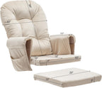 SyyBhb Glider Rocker Replacement Cushions with Storage Pocket, 5PCS, Soft Velvet Thickened, Washable Nonslip, Universal for Use in Glider Rocking Chair, Beige