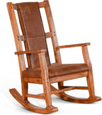 Pemberly Row Set of 2 Farmhouse Mindi Wood Rocking Chair in Rustic Oak