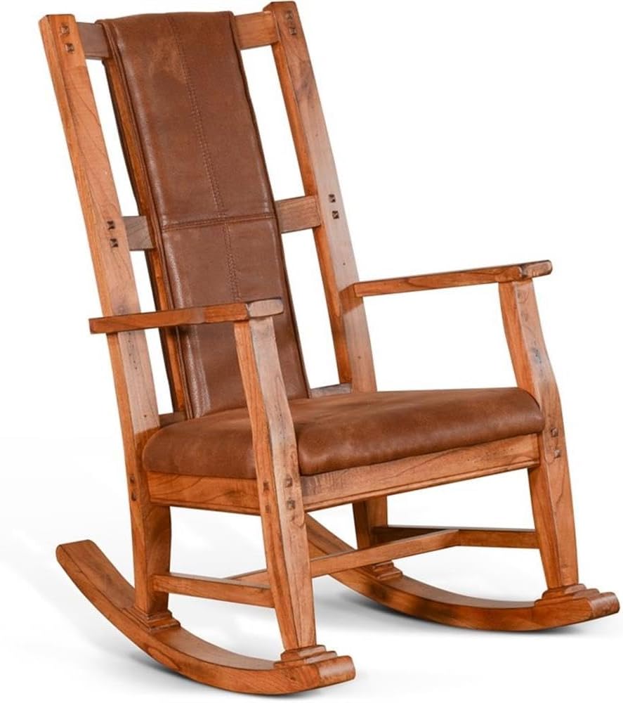 Pemberly Row Set of 2 Farmhouse Mindi Wood Rocking Chair in Rustic Oak