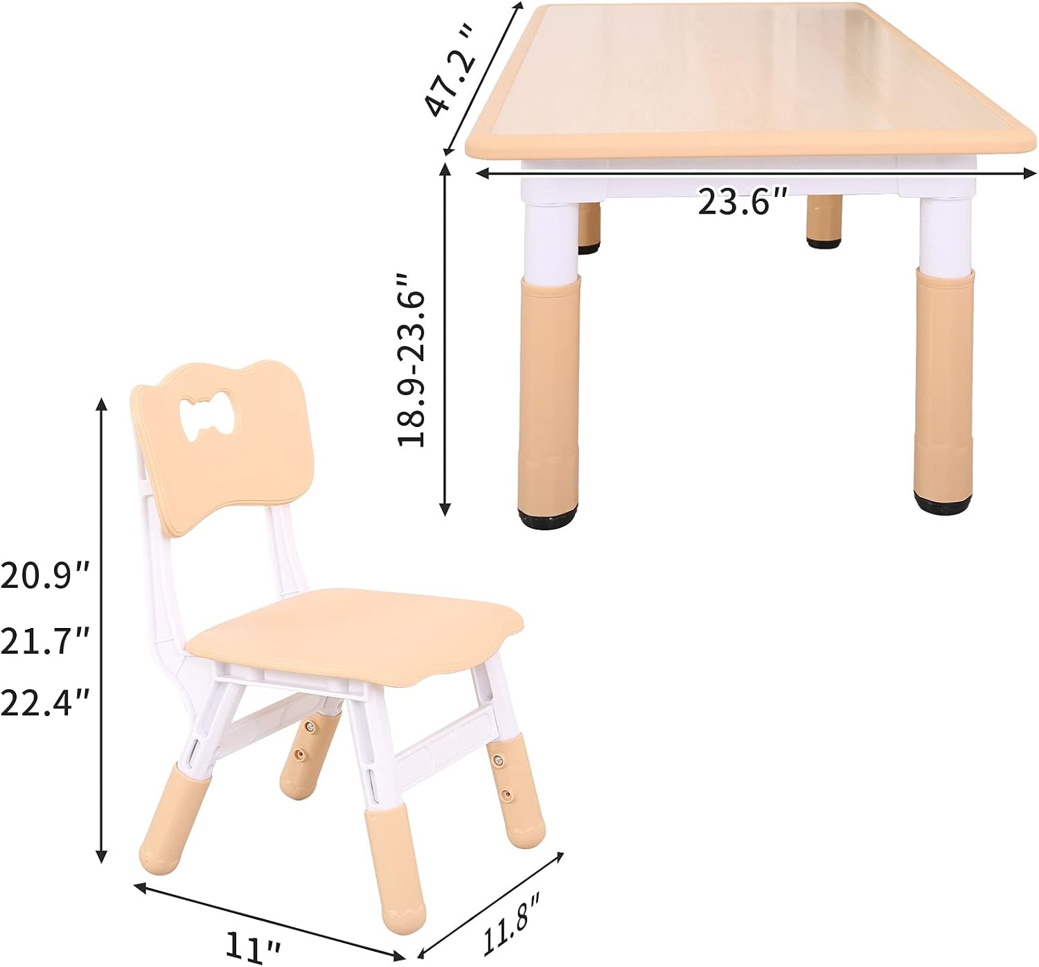 UNICOO Kids Table and Chairs, Height Adjustable Toddler Table and Chair Set with 4 Chairs, Graffiti Desktop, Classroom/Daycare/Home, Children Multi-Activity Table for Ages 2-8