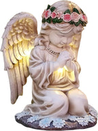 Solar Angel Garden Statue,Figurines Outdoor Decor,Outdoor Solar Statue with LED Lights for Yard,Patio,Lawn Art Decoration,Housewarming Gift (Praying Angel)