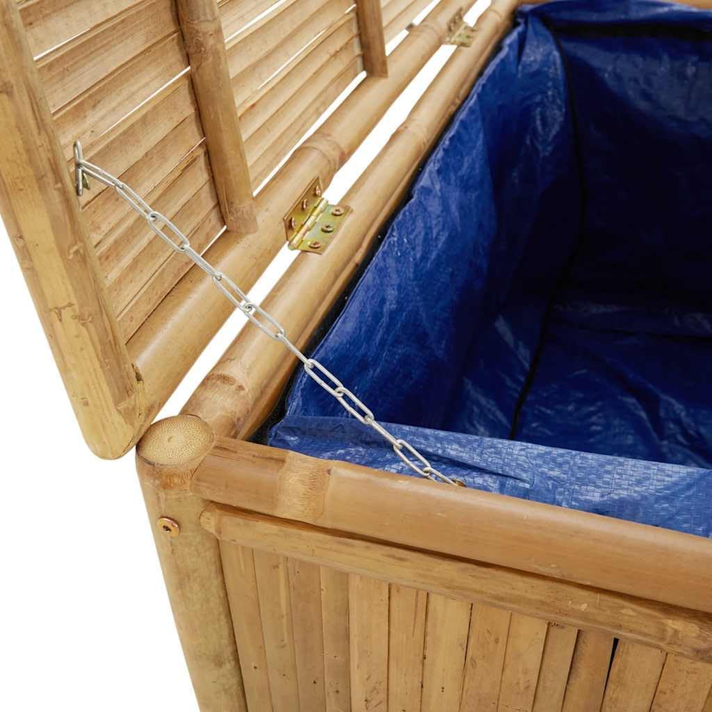 Bamboo Patio Storage Box 43.3x20.5x21.7 Inches | Durable Natural Material, Open Slats Ventilation, Indoor Outdoor Use, Storage Bench