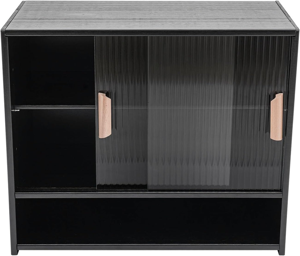 Xuthusman Kitchen Pantry Storage Cabinet,21.6x11x18.1inch Freestanding Narrow Floor Organizer with Sliding Doors Adjustable Tall Storage Cabinet for Bathroom Kitchen Living Room