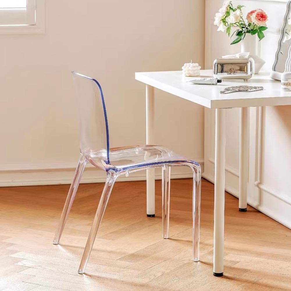 Etlegor Transparent Acrylic Dining Chair, Curved Backrest Kitchen Chairs Ladies Dressing Stool for Kitchen, Dining Room and Home Decor(Clear,2PCS)
