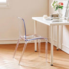 Etlegor Transparent Acrylic Dining Chair, Curved Backrest Kitchen Chairs Ladies Dressing Stool for Kitchen, Dining Room and Home Decor(Clear,2PCS)