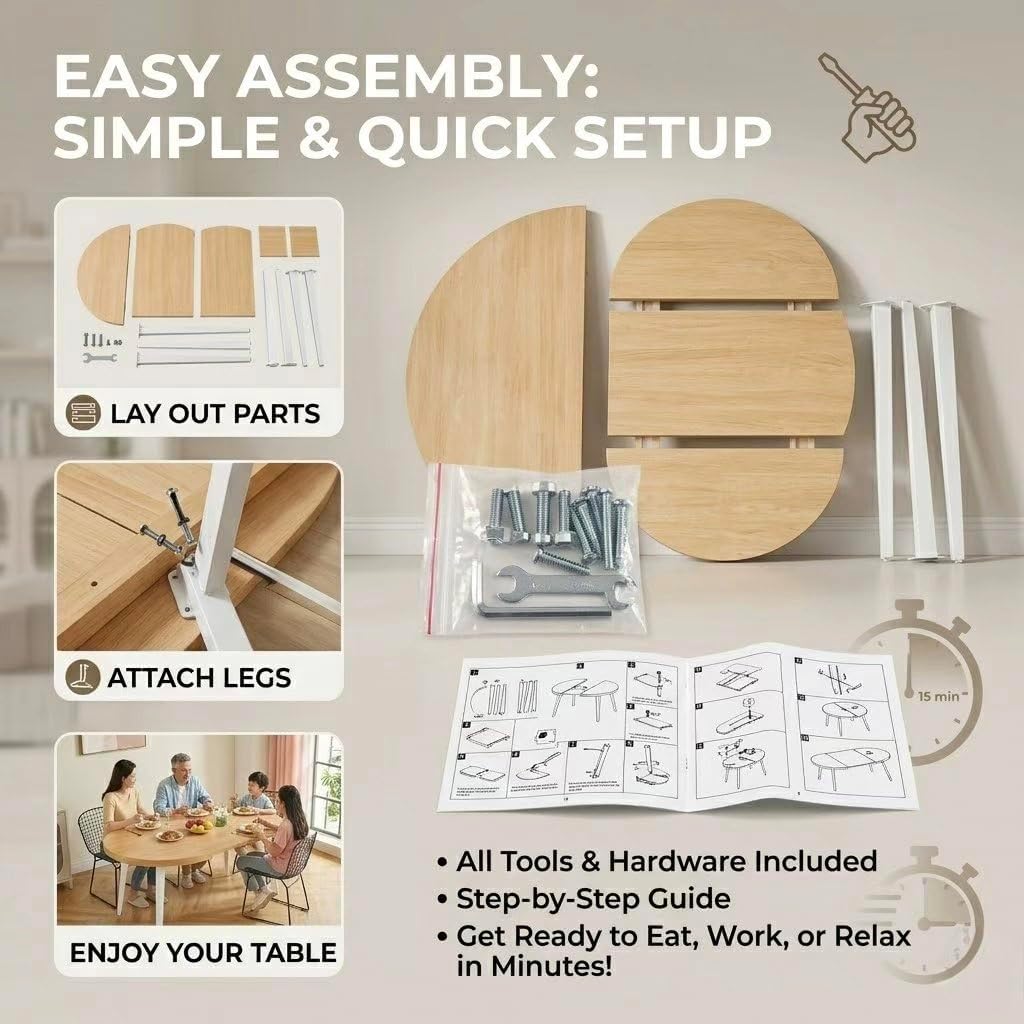 Extendable Dining Table Office Desk with Metal Legs and MDF Top, Expandable Wooden Conference Table for Home Kitchen Meeting Room, 3-Size Adjustable Modern Workstation Coffee Table in Oak Finish