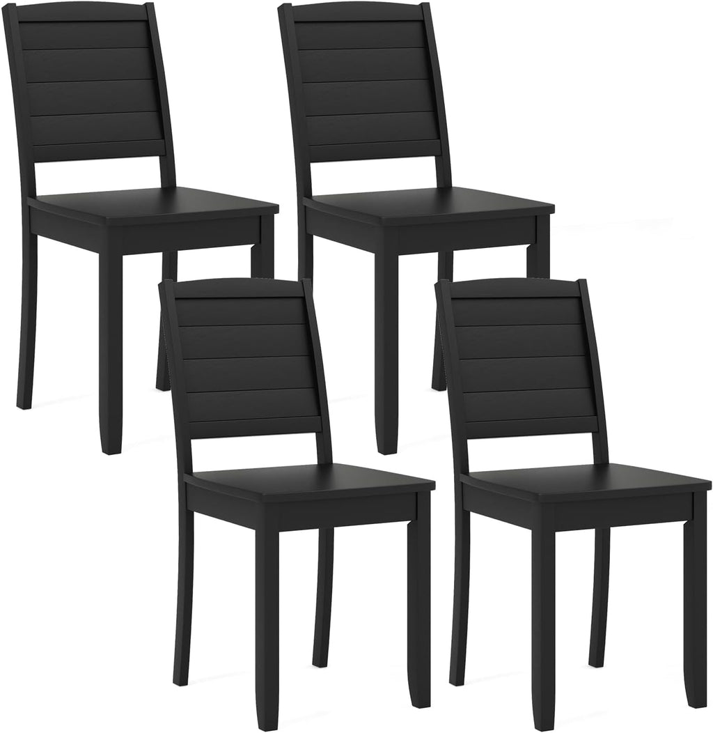 Giantex Wood Dining Chairs Set of 4, Modern Kitchen Chair w/Rubber Wood Legs, Curved Backrest, Farmhouse Diner Chair, Wooden Armless Side Chairs for Home Dining, Restaurant, Load 400 LBS, Black