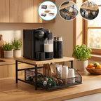 Desktop drawer-style storage rack with wooden top—suitable for kitchens, offices, and dormitories.