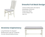 Merax Mid-Century 6-Piece Wood Dining Table Set with Drawer, 4 Upholstered Chairs and Bench, Butter Milk