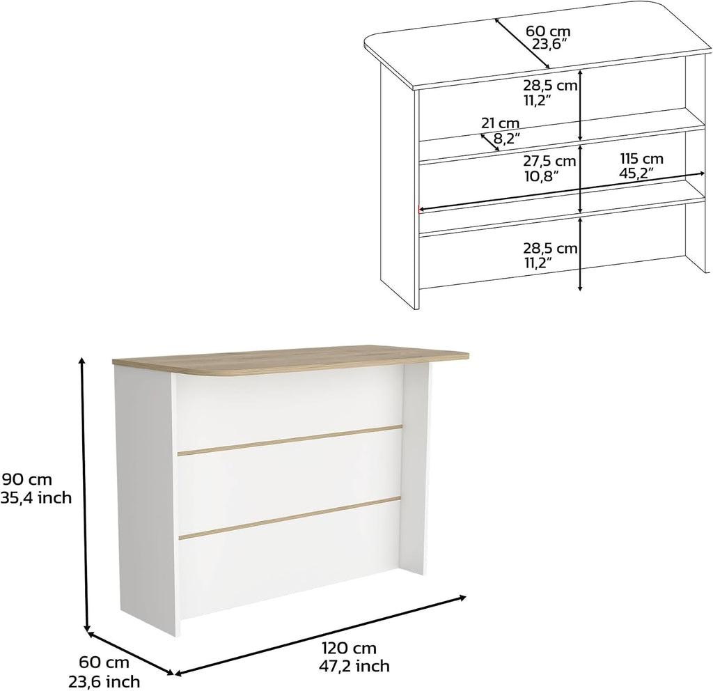 Kitchen Island with Two-Tier Storage Shelf and Workstation, White | Two-tier storage shelf and spacious workstation for efficient meal prep