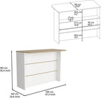 Kitchen Island with Two-Tier Storage Shelf and Workstation, White | Two-tier storage shelf and spacious workstation for efficient meal prep