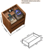 Messenya Modern Nightstand for Bedrooms Set of 2, 20" Wide w/Charging Station & Curved Anti-Collision Design, Mid-Century Storage Cabinet w/Pre-Embedded Slots, Reinforced Panel Construction (2)